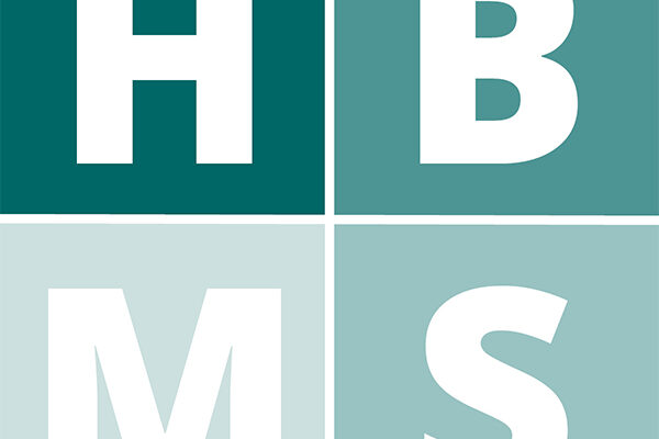 School Logo in different shades of green with letters HMBS