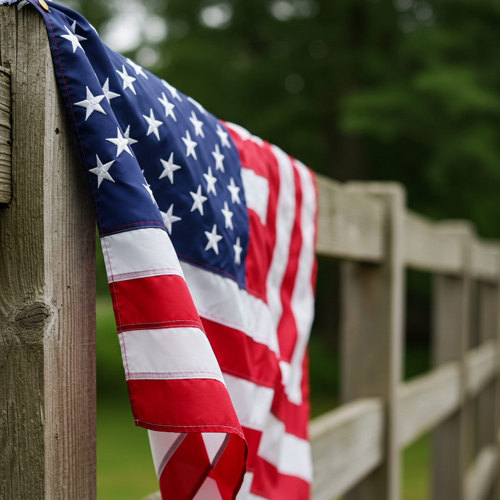 American Flag on a wooden fence